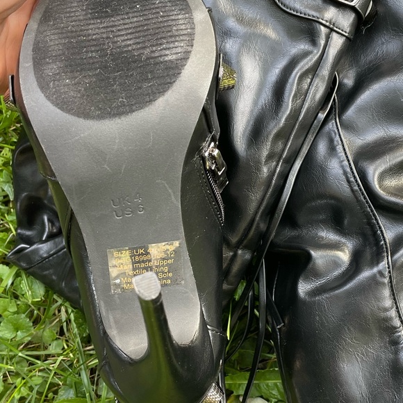 Nasty Gal BRAT Black Mid Calf Studded Boots - Picture 3 of 5